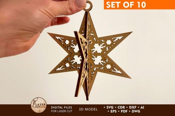 Download CHRISTMAS STARS Set, 3D Model Home Decor - Home Collection