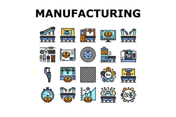 Download Manufacturing Industry Factory Icons Set - Icon Collection