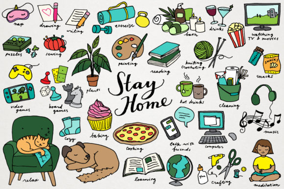 Download Stay Home Quarantine Clipart Set - Home Collection