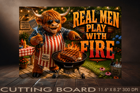 Download Real Men Play with Fire Cutting Board - Real Collection