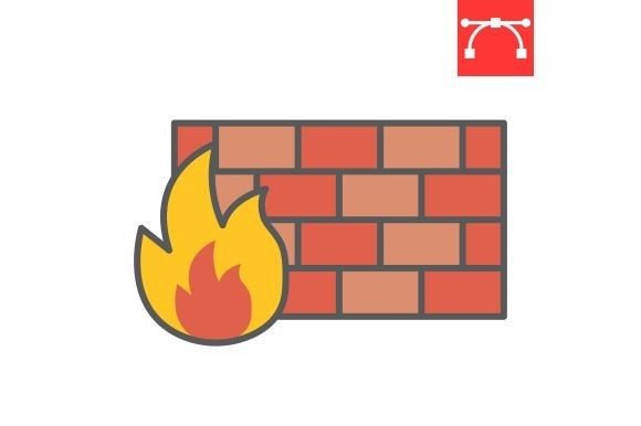Download Firewall Color Line Icon - Icon Collection