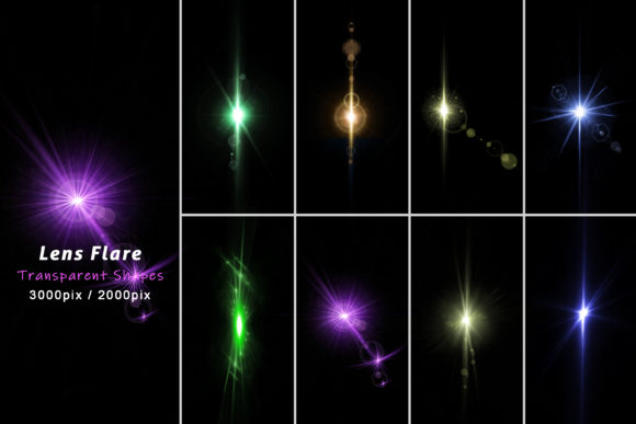 Download Realistic Lens Flare Light Isolated Set - Real Collection